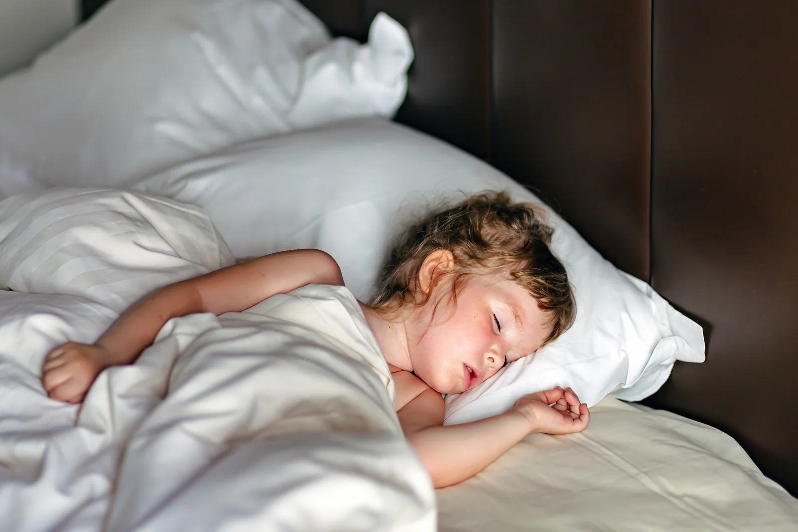 Child sleeping peacefully in bed